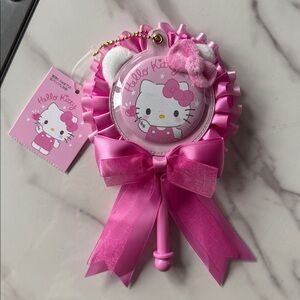 NWT Sanrio Hello Kitty Rosette Wand Keychain with Badge Bag Charm